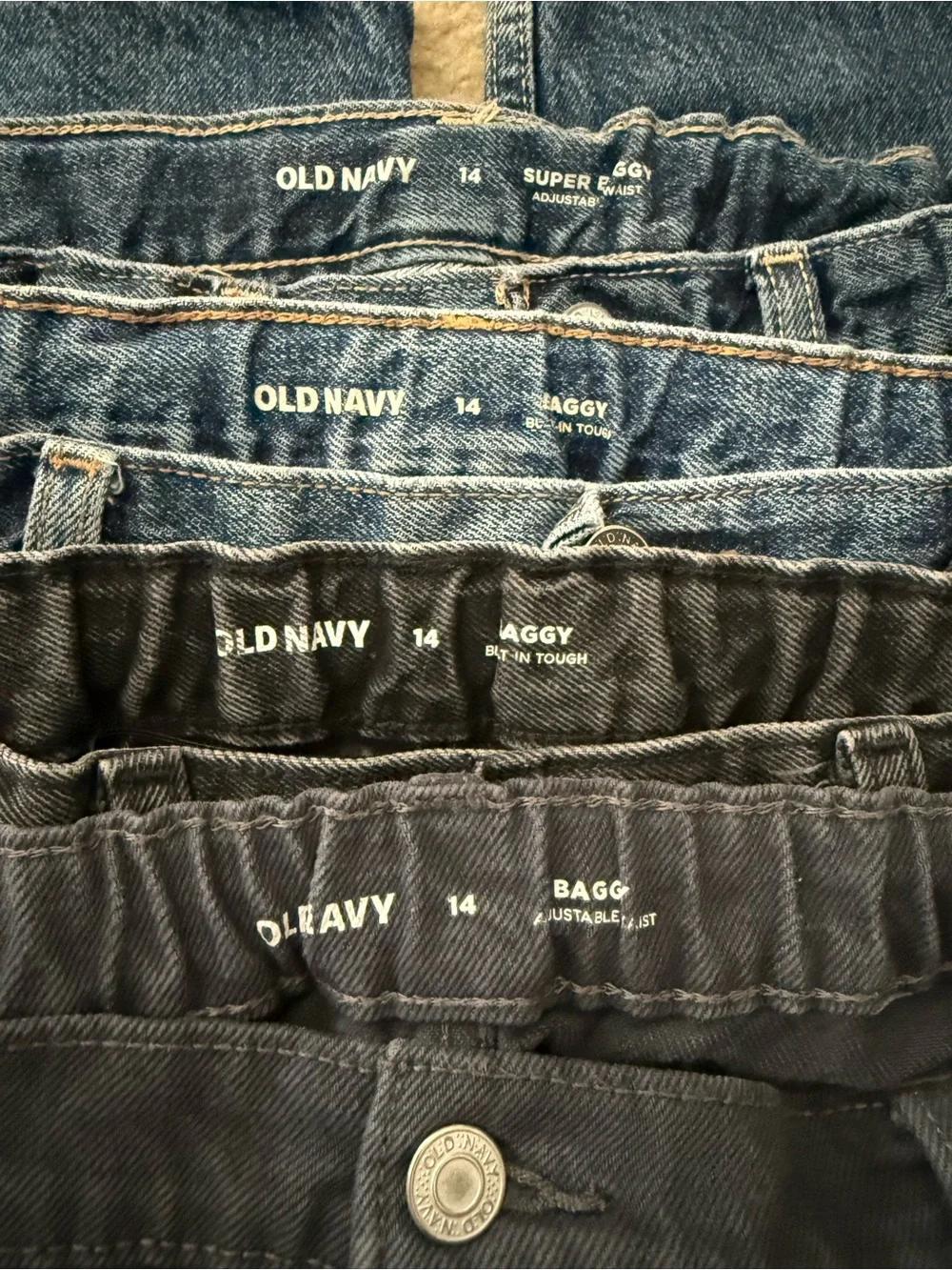 Boys Youth Old Navy Baggy Fit Casual Denim Cargo Pants Jeans